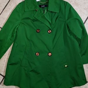 Ellen Tracy Green Trench Coat Jacket
